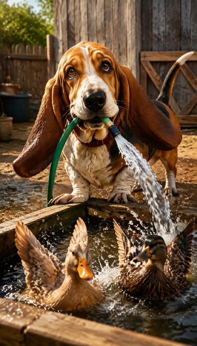 Zoomy the male dog of the ducks