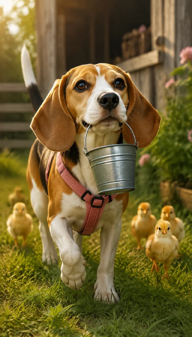 Daisy, the female of the baby chickens
